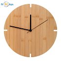 Bamboo wall clock with logo print