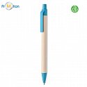 Paper ballpoint pen made of milk carton, light blue, logo print