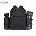 Picnic backpack for 4 people with logo print, black 2
