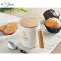 Porcelain white mug with bamboo lid 380 ml, logo print 2