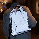 ANTAR reflective laptop backpack, silver, logo print