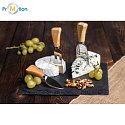 Cheese set with slate silver 5, logo print