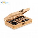 13-piece tool set, bamboo case, logo print