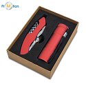 CAMDEN lamp and pocket knife set with 11 functions, red