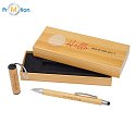 Pelak gift set of bamboo pen and lamp, beige, logo print 2