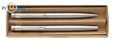 REATINO set of metal recycled pens BP+RP silver, laser logo 2