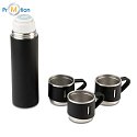 ATTU thermos set 500 ml and 3 mugs, black, logo print 3