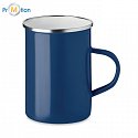 Metal mug with enamel layer, blue, logo print