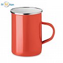 Metal mug with enamel layer, red, logo print