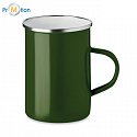 Metal mug with enamel coating, green, logo print