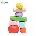 8 stackable wooden stones in a bag, logo print 3