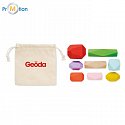8 stackable wooden stones in a bag, logo printing 4