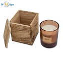SILIA scented candle in a wooden box, brown, logo print 2