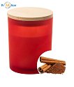 Candle, cinnamon, with laser logo bamboo lid, red