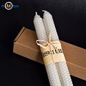 BIELLA set of 2 long beeswax candles, white, logo print 4