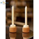 BIELLA set of 2 long beeswax candles, white, logo print 5