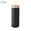 Thermos with a volume of 600 ml, black, logo print