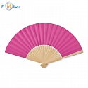 Folding fan made of bamboo and paper, logo print, pink
