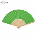 Folding fan made of bamboo and paper, logo print, green