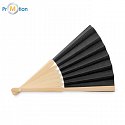 Folding fan made of bamboo and paper, logo print, black 4