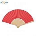 Folding fan made of bamboo and paper, logo print, red