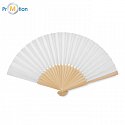 Folding fan made of bamboo and paper, logo print, white
