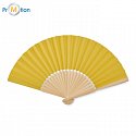 Folding fan made of bamboo and paper, logo print, yellow
