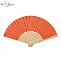 Folding fan made of bamboo and paper, logo print, orange
