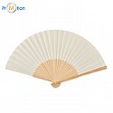 Folding fan made of bamboo and paper, logo print, natural