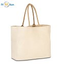 RAYA XXL large cotton shopping bag, beige, logo print