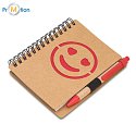 SMILE notebook and pen set, red, logo print