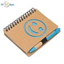 SMILE notebook and pen set, blue, logo print