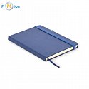 Lined notebook from recycled PU A5, blue, logo print
