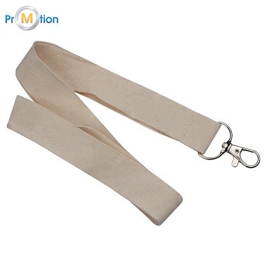 Cotton lanyard beige 1, logo print