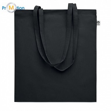 Shopping bag made of organic cotton, black, logo print