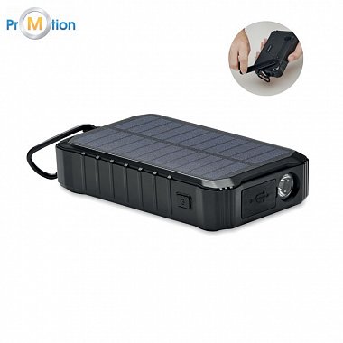 Solar dynamo charger with a capacity of 8000 mAh, logo print