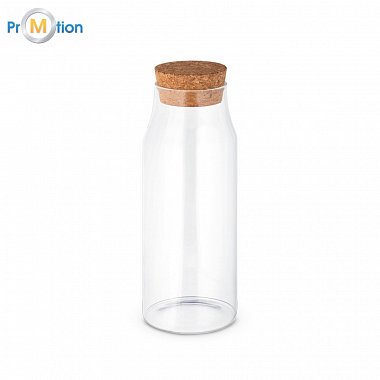 Glass bottle 1L, cork, logo print