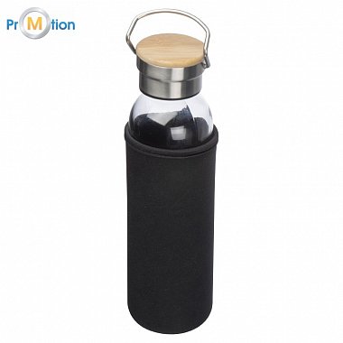 Glass bottle with neoprene 600 ml, logo print