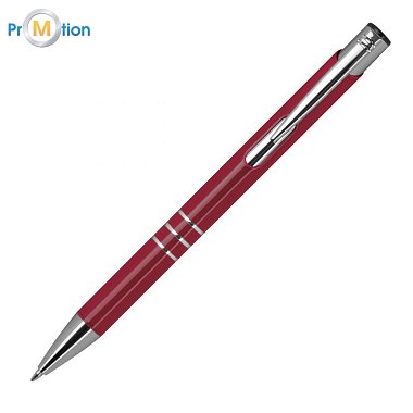 Metal ballpoint pen burgundy, with engraving, logo print