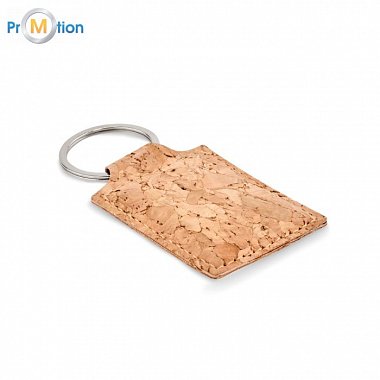 Rectangular cork keychain, logo print