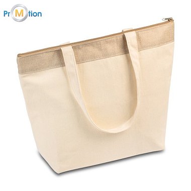 PATNA shopping thermal bag, beige, logo print