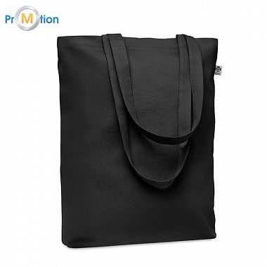 Canvas shopping bag 270 gr/m², black, logo print