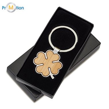 BRAY pendant in the shape of a four-leaf clover, brown, logo print