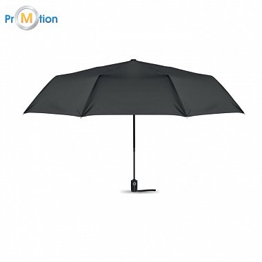 windproof automatic folding umbrella, black, logo print