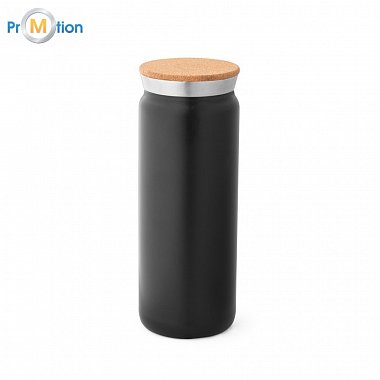 Thermos with a volume of 600 ml, black, logo print