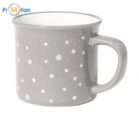 Retro Christmas gray mug, logo print