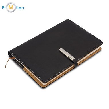 LA MORA lined notebook from PU, black, logo print