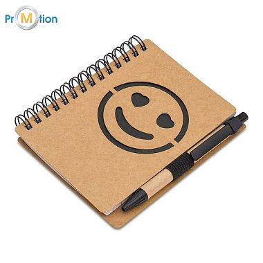 SMILE notebook and pen set, black, logo print