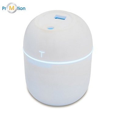MISTY air humidifier with lamp, white, logo print