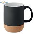 Matte ceramic cork mug 300 ml, black, logo print